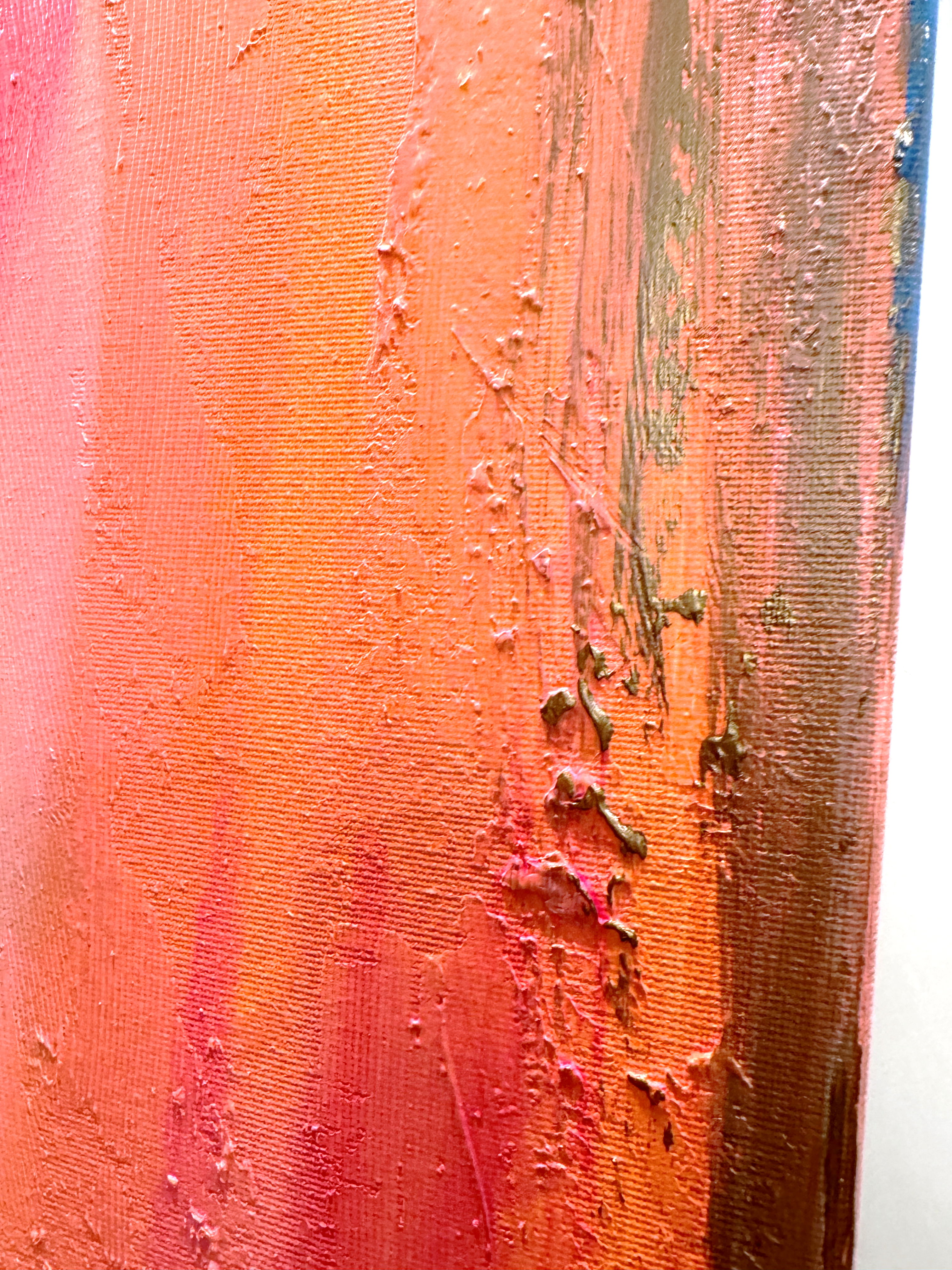 An abstract expressionist piece, radiating warmth and depth through layered pigments, evoking serenity with its vibrant, ethereal gradient transitions. Artwork style is Abstrakter Expressionismus  and technique Mixed Media.