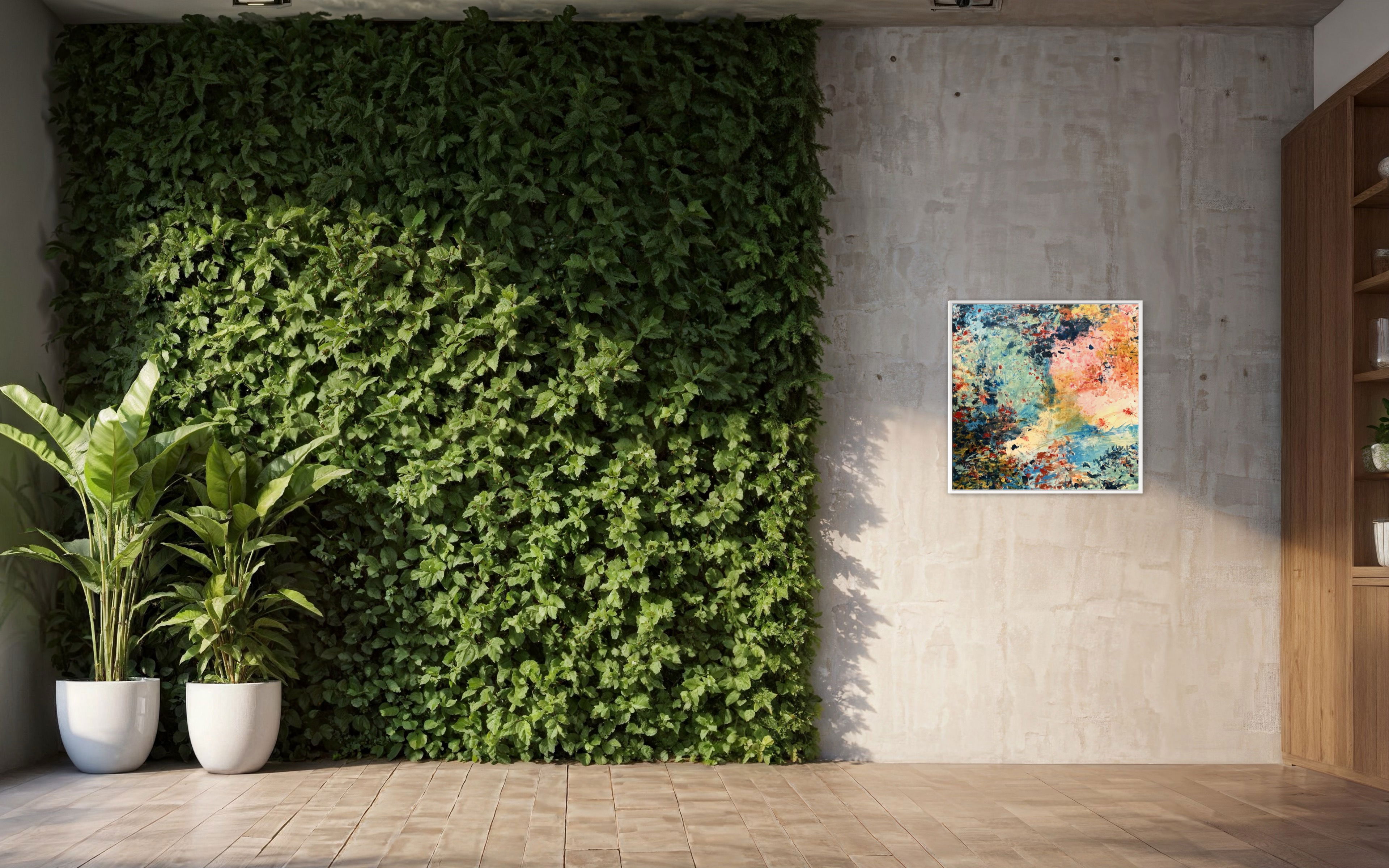 Abstract acrylic artwork on canvas with pastel colors, vivid brushstrokes, fluidity, and a tranquil yet dynamic contemporary vibe. Abstrakt style, Acryl auf Leinwand.