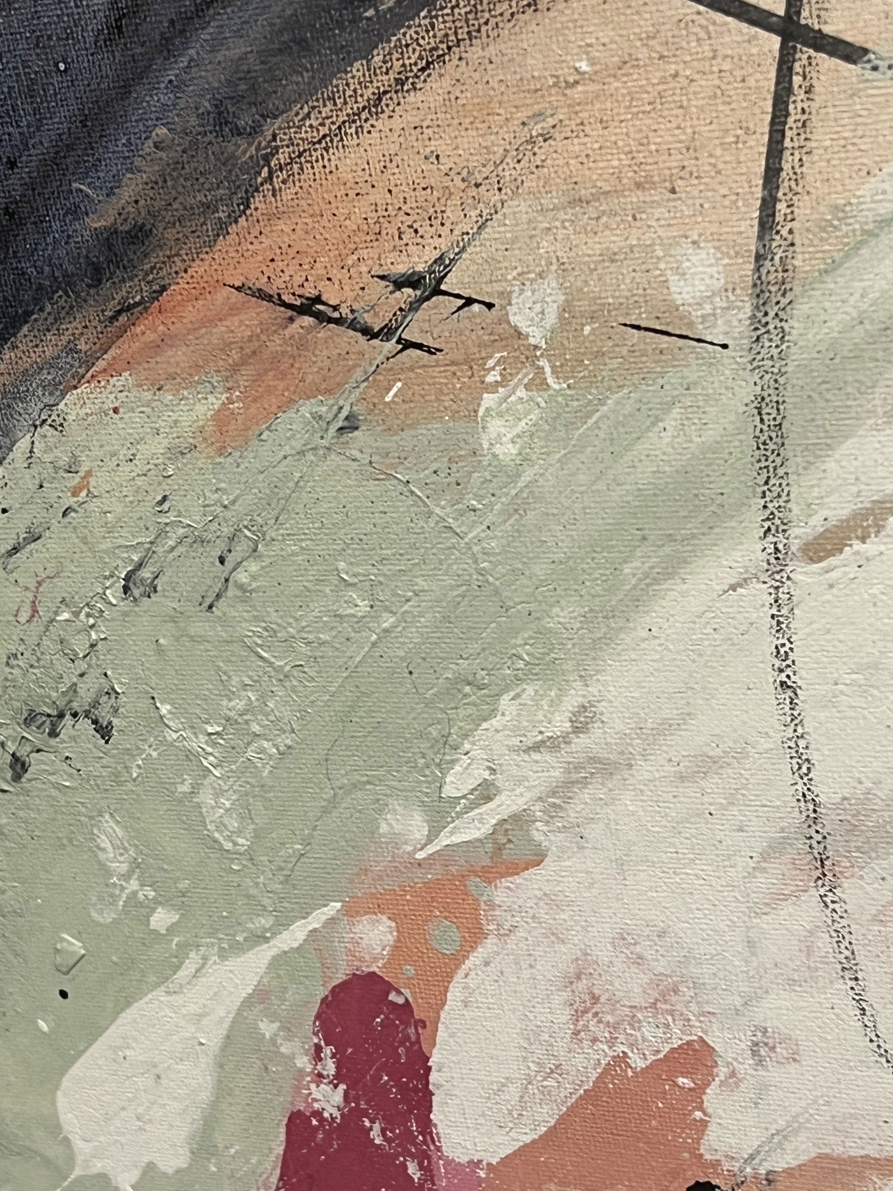 Abstract acrylic on canvas; a chaotic dance of crimson and black, ethereal splatters and streaks capture fluidity, turmoil, and dynamic texture, creating vibrant harmonic imbalance. Artwork style - Abstrakt and technique Acryl auf Leinwand.